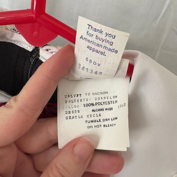 Pretty as a Picture Vintage Velour Velvet Lace Trim Dress 12 Months Union Made - Picture 4 of 7